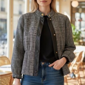 Donna Karan Black and Gray Tweed Blazer